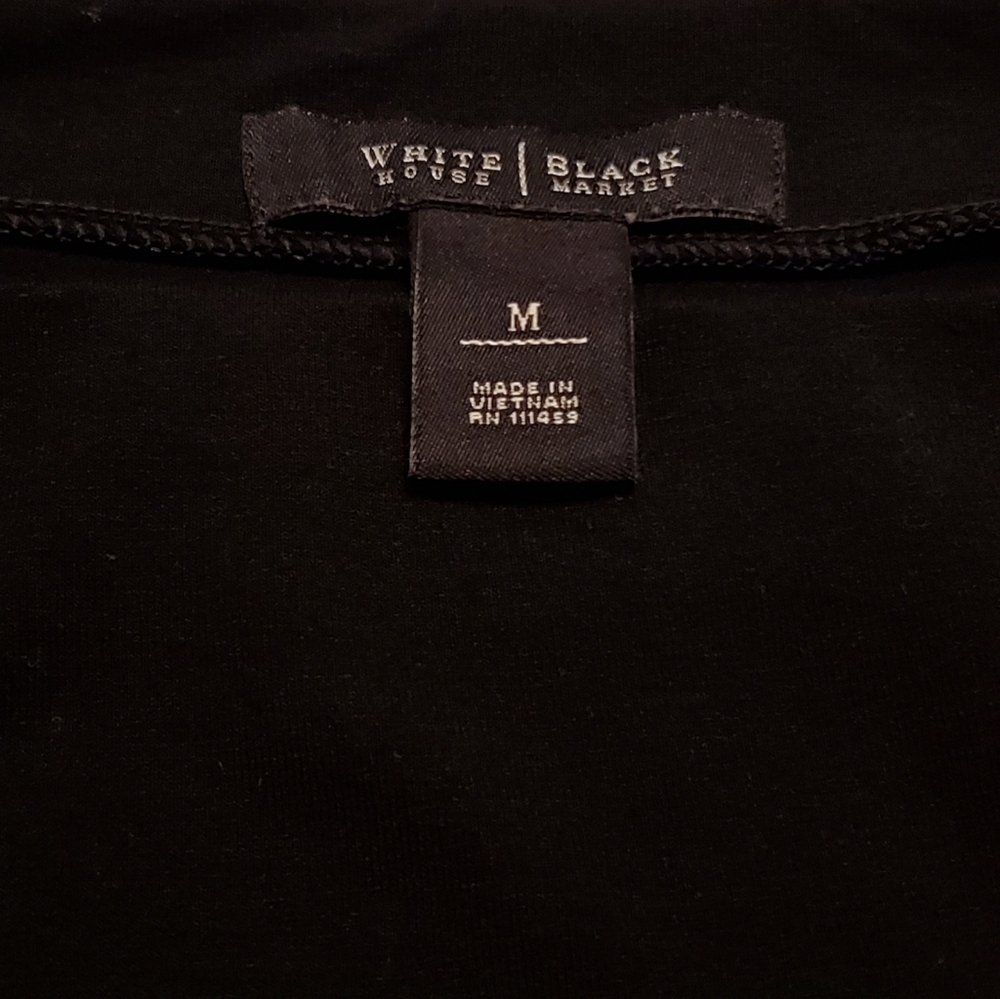 White House Black Market Black Cap Sleeve T-Shirt With Decorative Buttons Size M - Picture 5 of 7